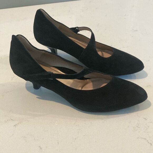 Beautifeel Black Suede Mary Jane Kitten Heels Size 8 - Picture 1 of 9